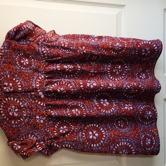 Rose & Olive Rust Floral Ruffle Yoke Blouse - Picture 8 of 8